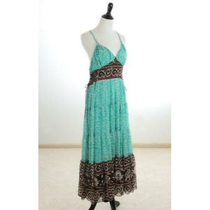 *SOLD* ECI New York Boho Silk Sundress Beaded Corset Bodice Maxi Dress